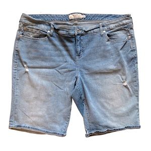 Torrid Denim Light Wash Distressed Bermuda Shorts